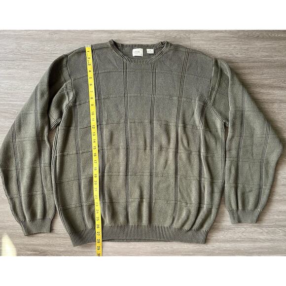 Arrow USA 1851 Men’s Sweater XL Olive Green 100% Cotton Knit Crewneck Pullover - Picture 4 of 7